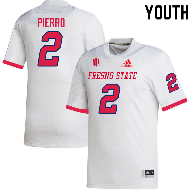 Youth #2 Jordan Pierro Fresno State Bulldogs College Football Jerseys Stitched-White